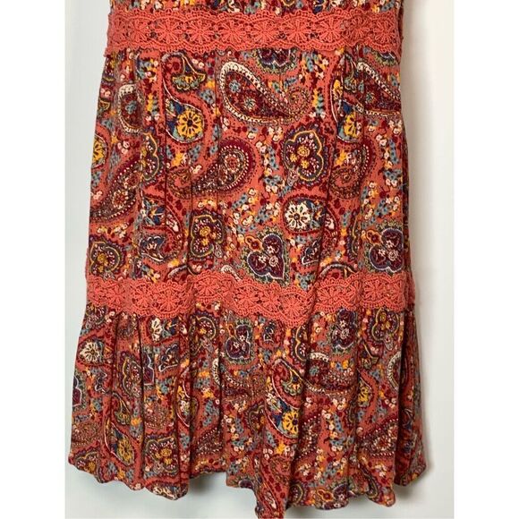 Abercrombie Fitch Women's Paisley Sleeveless Tiered Racerback Mini Dress Small - Picture 2 of 9